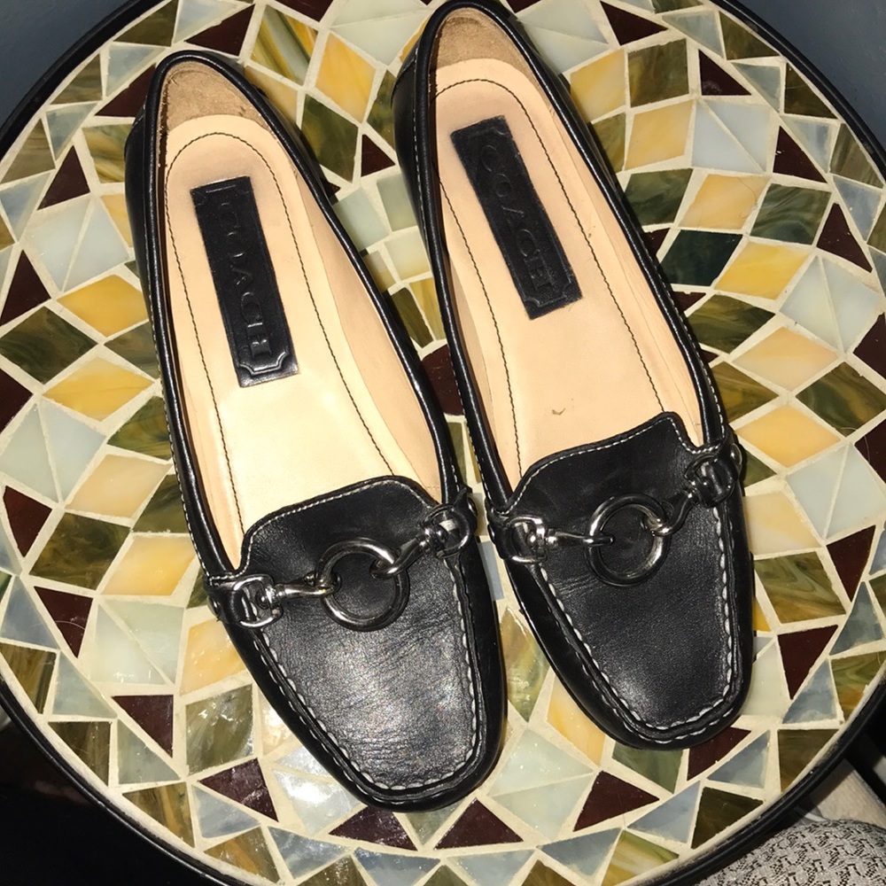 Coach black leather moccasins size 5 M